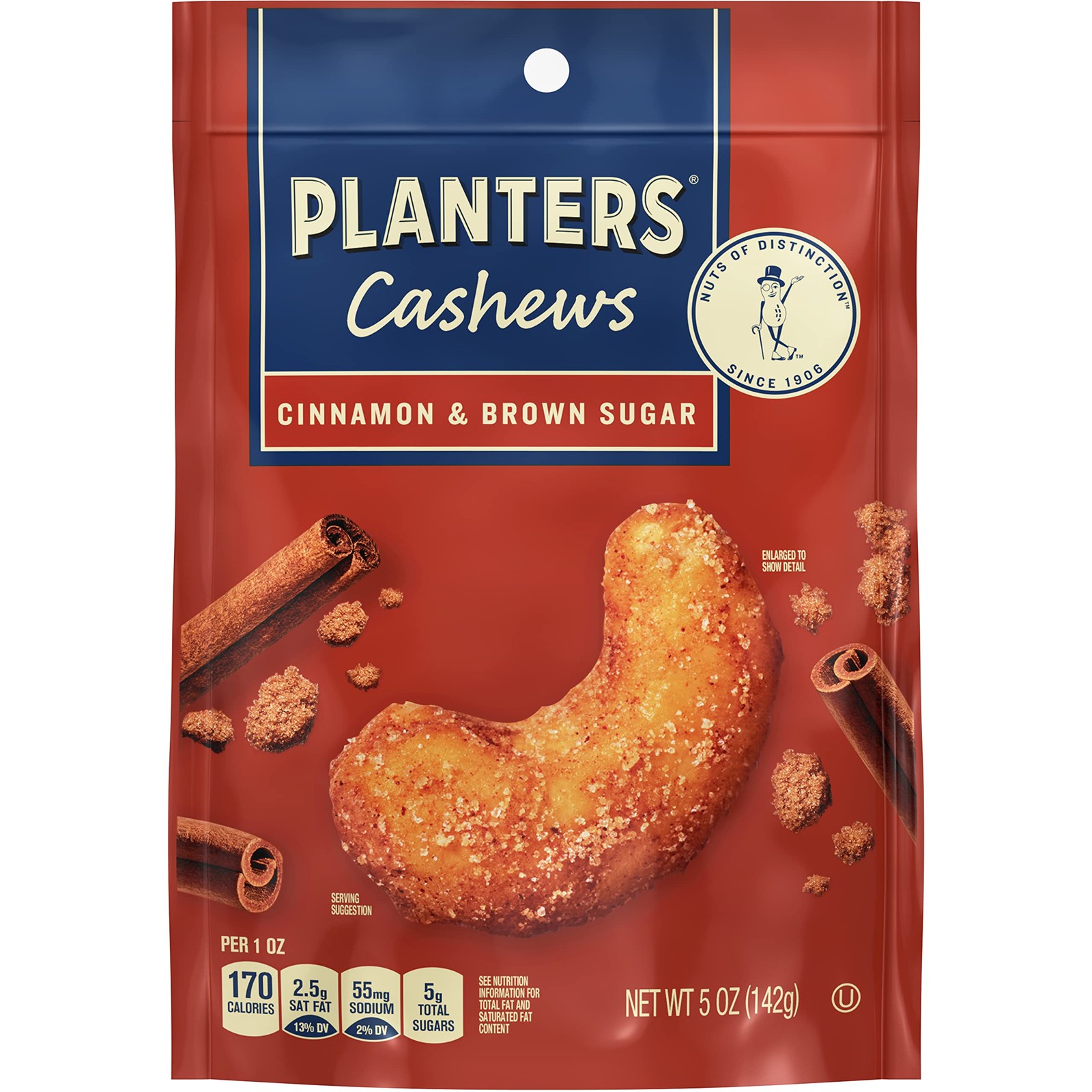 PLANTERS Cashews Cinnamon & Brown Sugar – Trail Mix Snack 5 oz (Pack of 1)