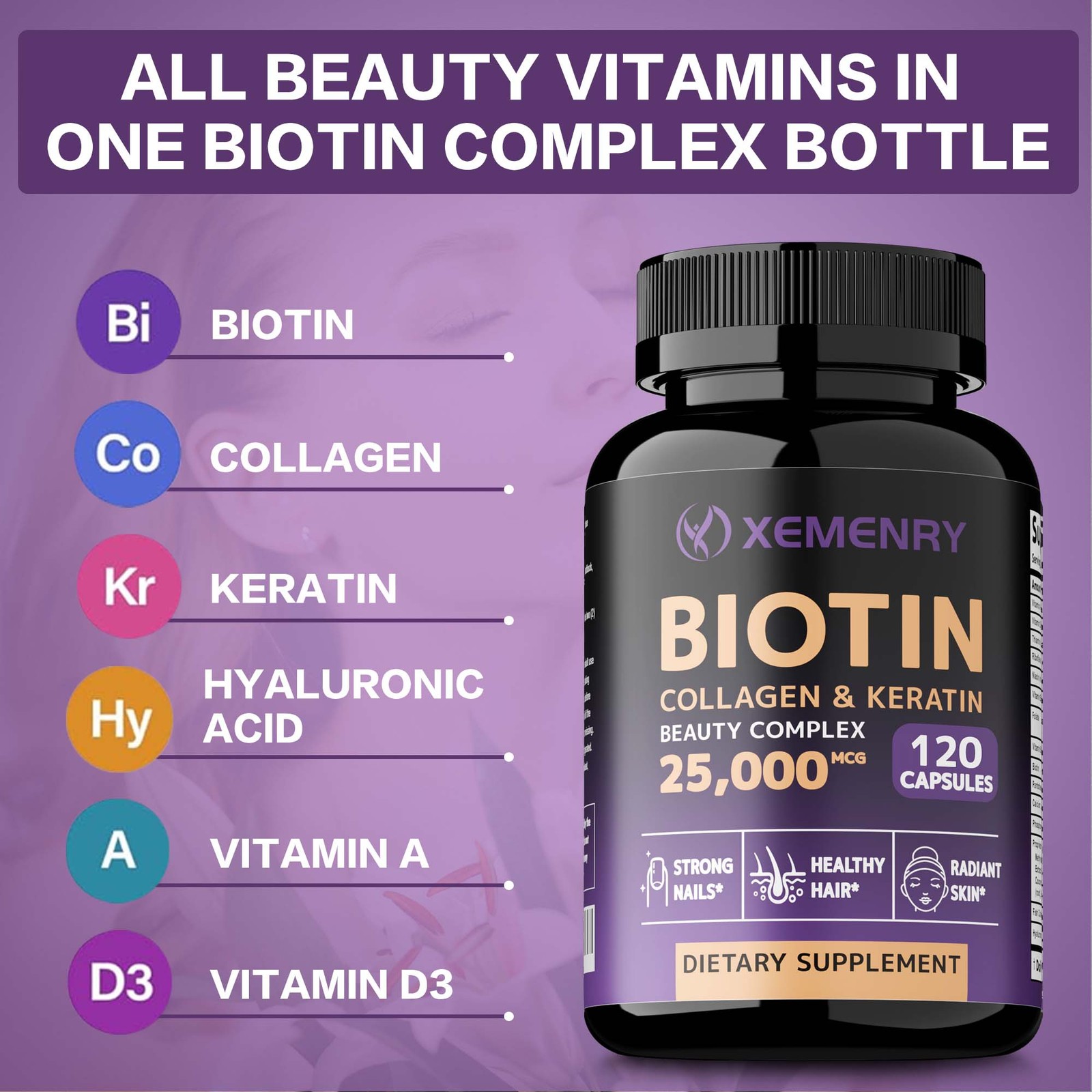 Biotin Collagen & Keratin 120pcs- Anti-Aging, Skin Health, Prevents Hair Loss