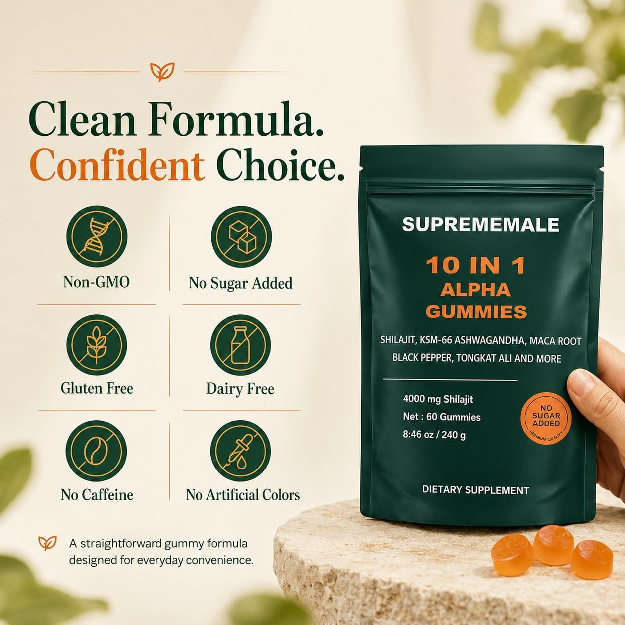 SupremeMale 10 in 1 Alpha Gummies – 4000 mg Herbal Performance Blend US SELLER