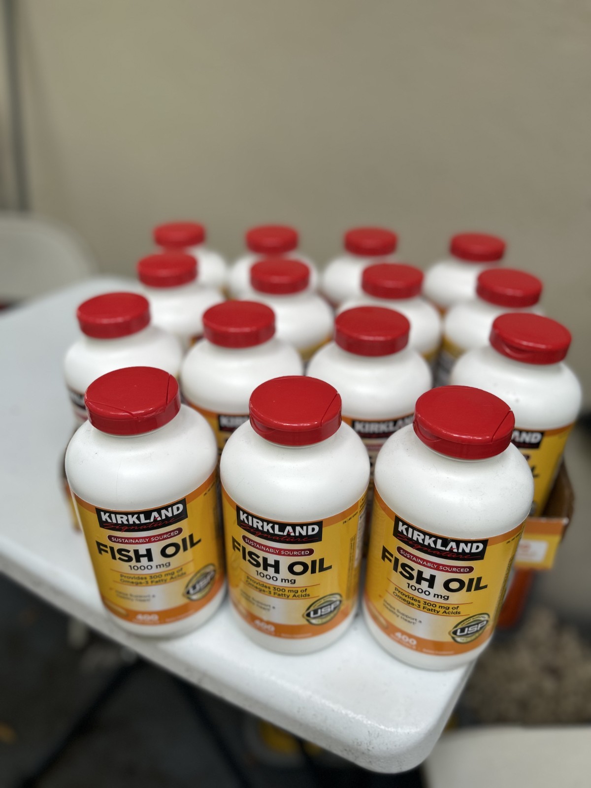 One Lot of 15 – Kirkland Signature Fish Oil 1000 mg – 400 Softgels – EXP 06/2029