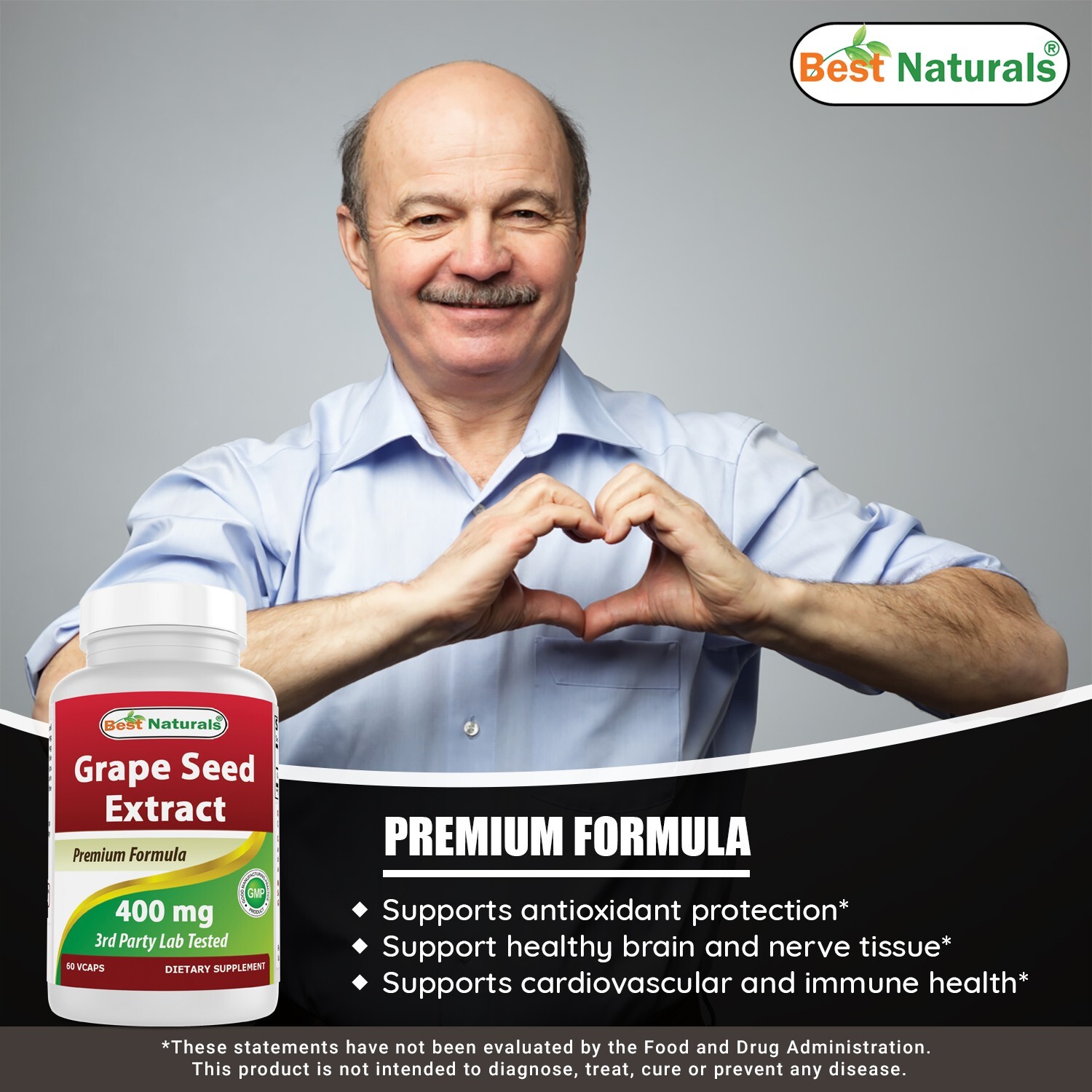 Best Naturals, Grape Seed Extract 400 mg 60 Vcaps *Cardiovascular Health*