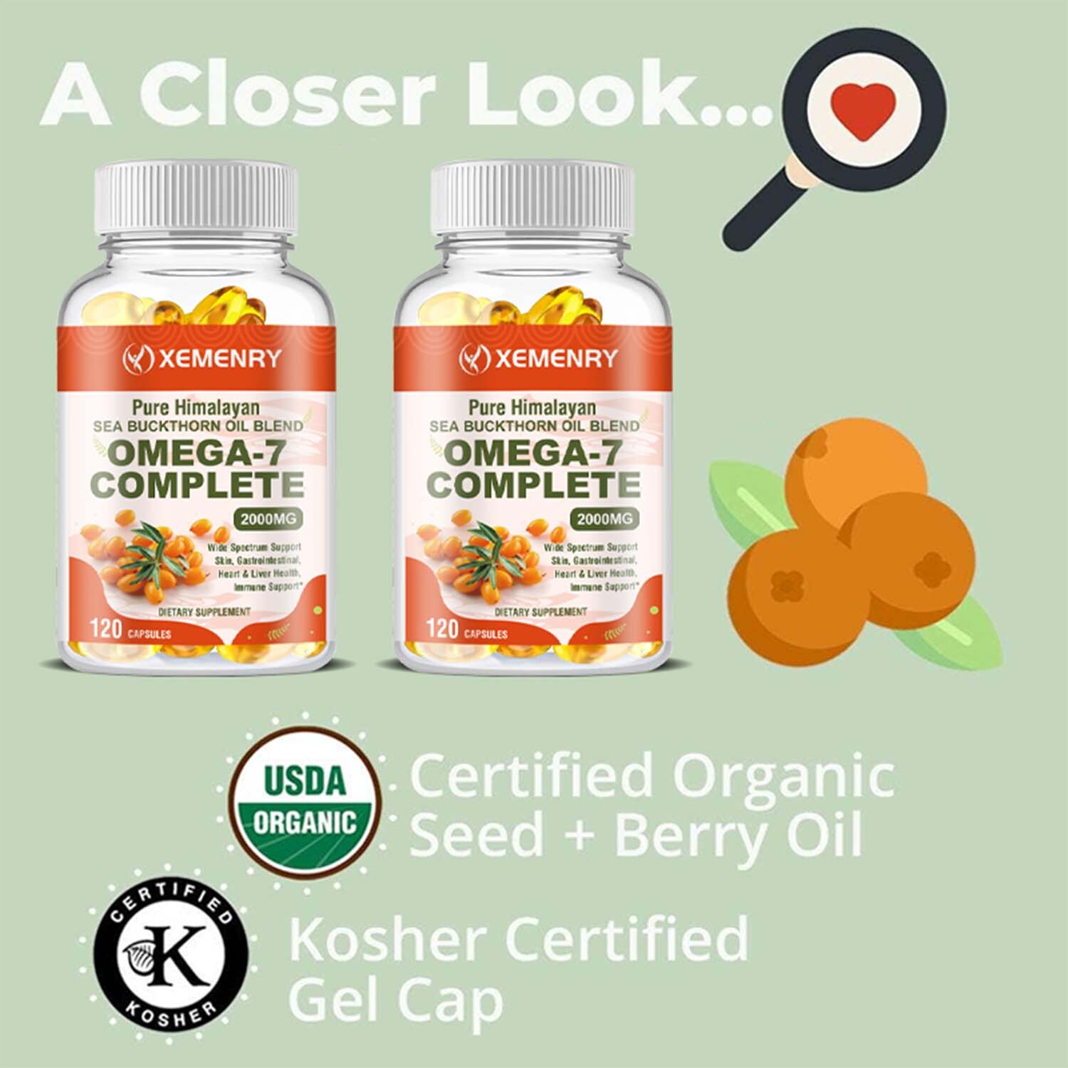 Omega-7 Complete – with Organic Sea Buckthorn Oil, Anti-aging, Antioxidant