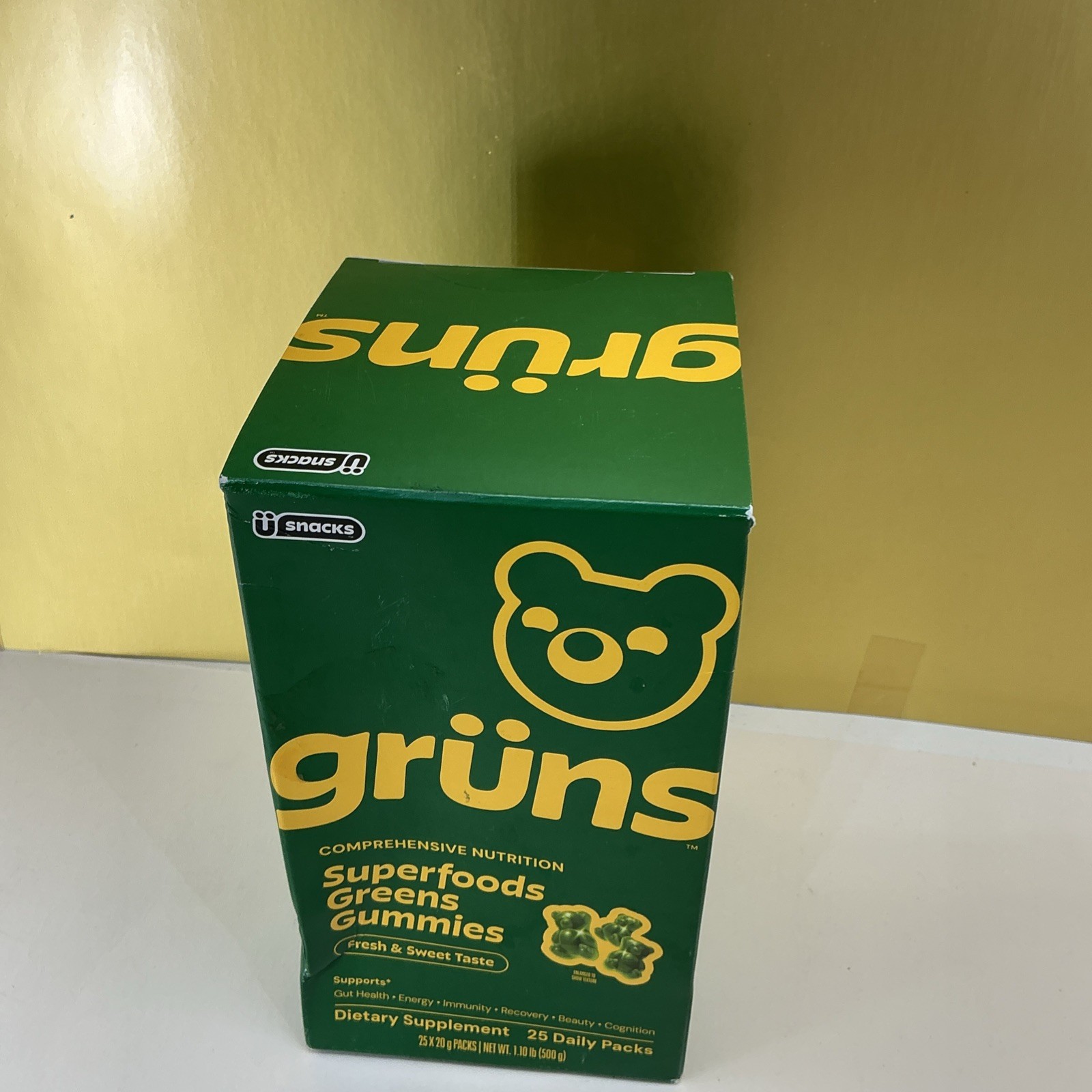 Gruns Adult Organic Superfood Greens Multivitamin Gummies, 25 Count