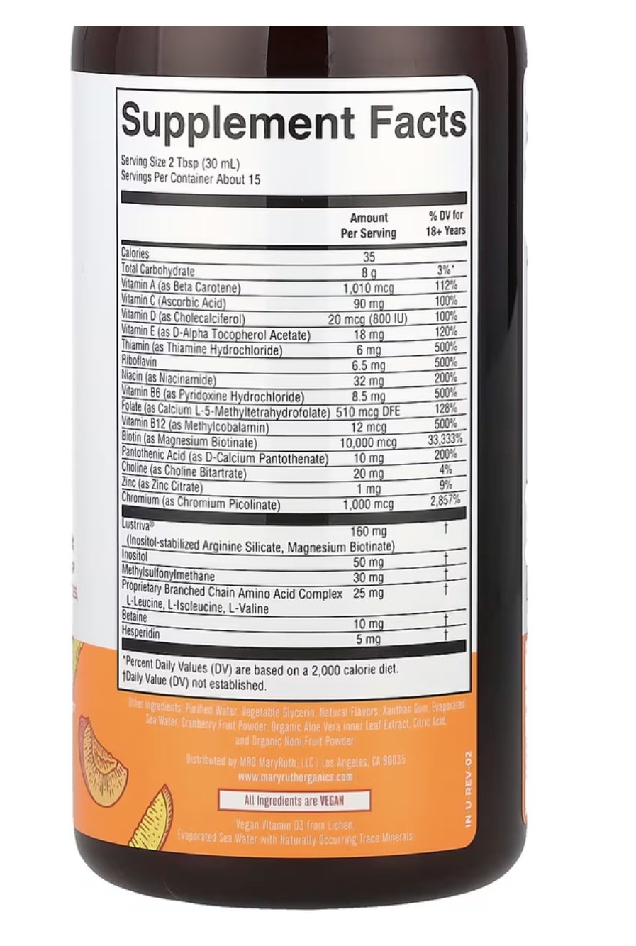 Liquid Morning Multivitamin + Hair Growth, Peach Mango, 15.22 fl oz (450 ml)
