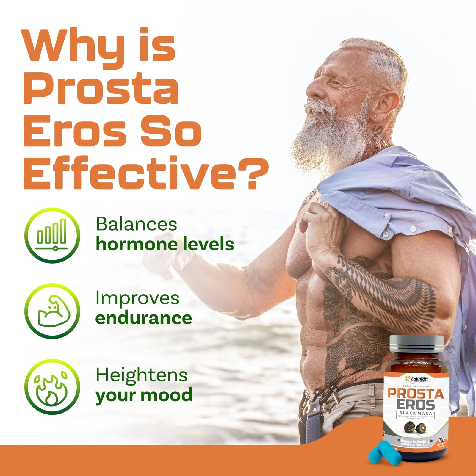Prosta Eros – ProstaEros- Prostate Support Supplement – 60 Count (Pack of 1)