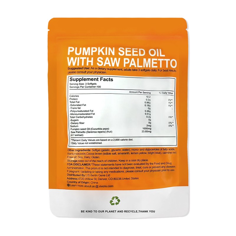 Pumpkin Seed Oil includes Saw Palmetto 300 Softgels – 1000 mg Herbal Supplement