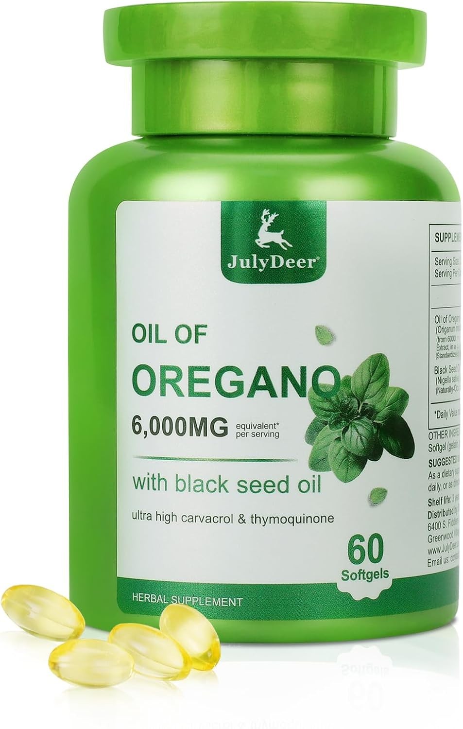 Easy to Swallow Oregano Oil Softgels with Black Seed – 60 Count for Daily Health