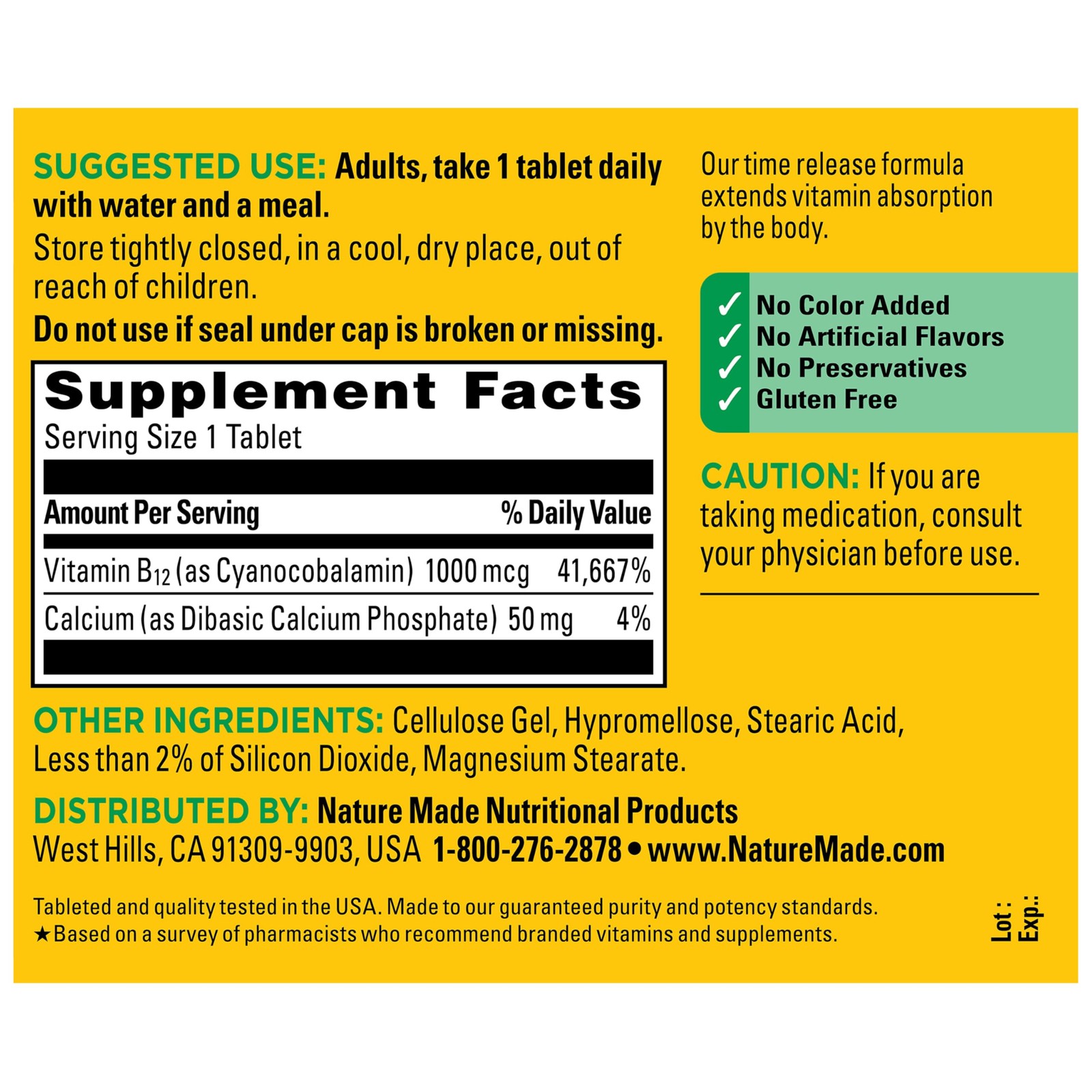 Vitamin B12 1000 mcg Time 160 Count (Pack of 1) 160 Gluten Free