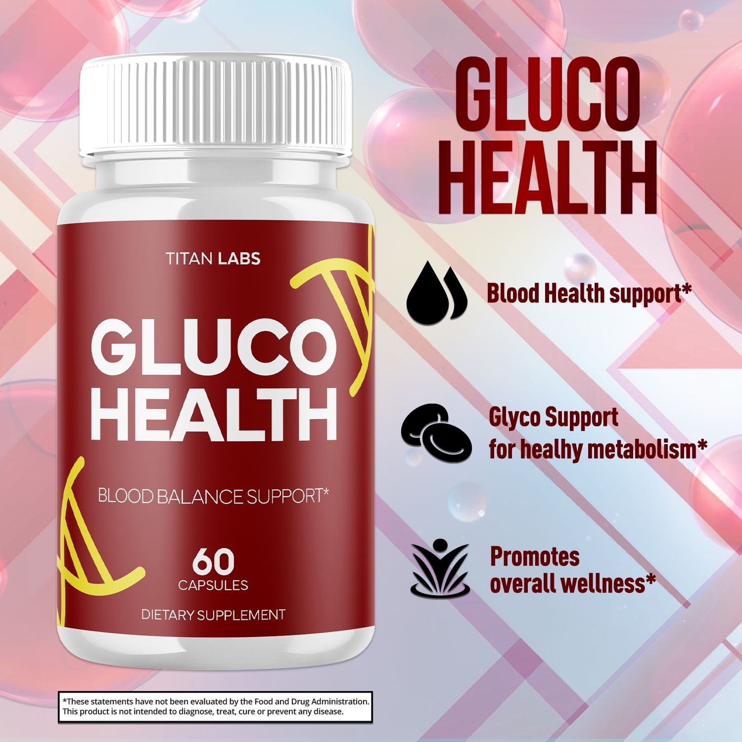 (2 Pack) Gluco Health Advanced Blood Support Supplement GlucoHealth 120 Capsules