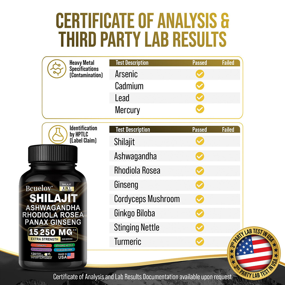 Shilajit Pure Himalayan 9000MG Energy Booster Ashwagandha 2000MG 30/60/120 Caps