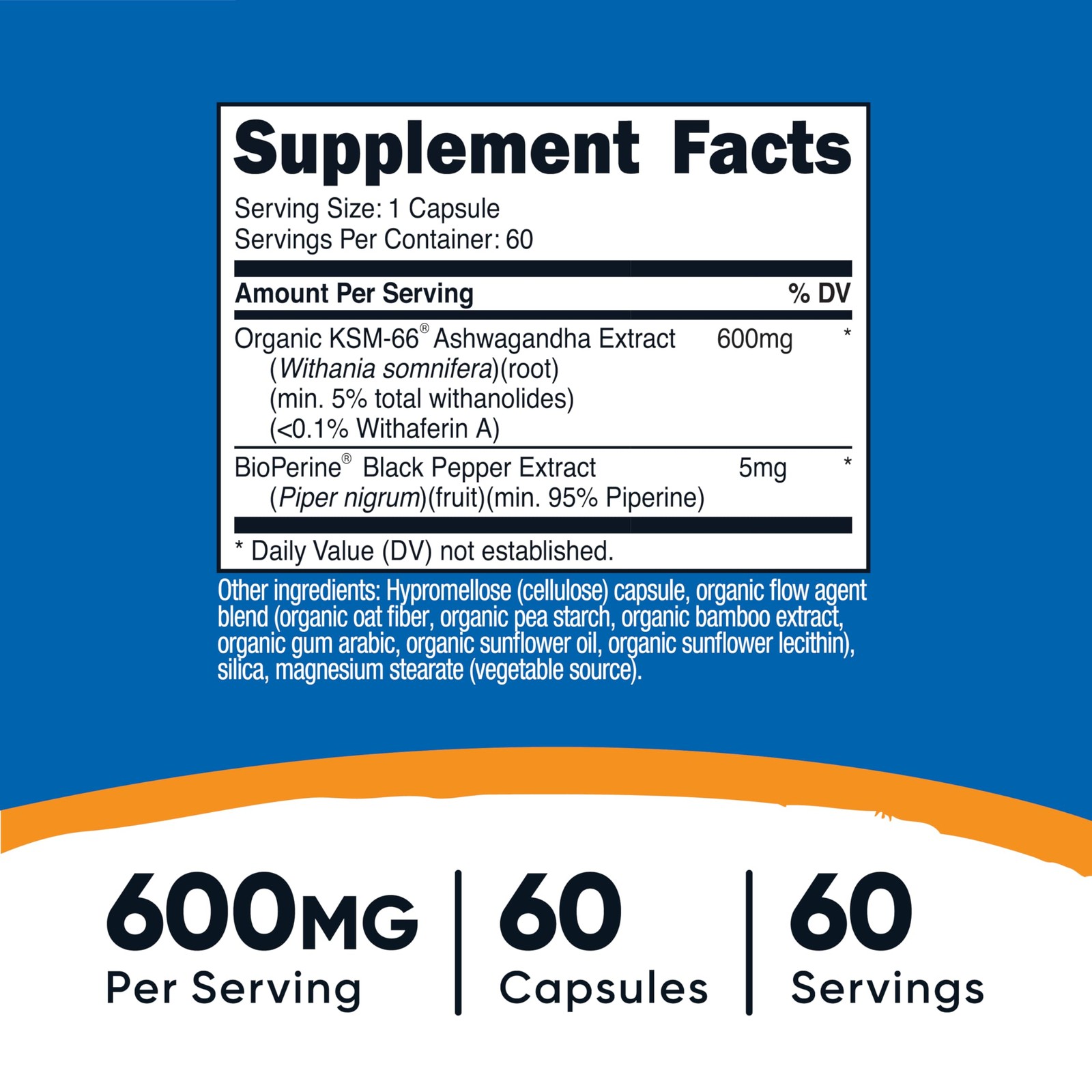 Nutricost KSM-66 Ashwagandha Root Extract 600mg, 60 60 Count (Pack of 1)