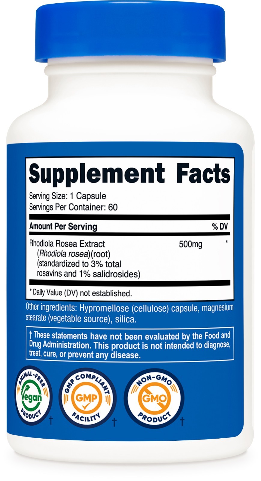 Nutricost Rhodiola Rosea 500mg, 60 Vegetable Capsules – Gluten Free and Non-GMO