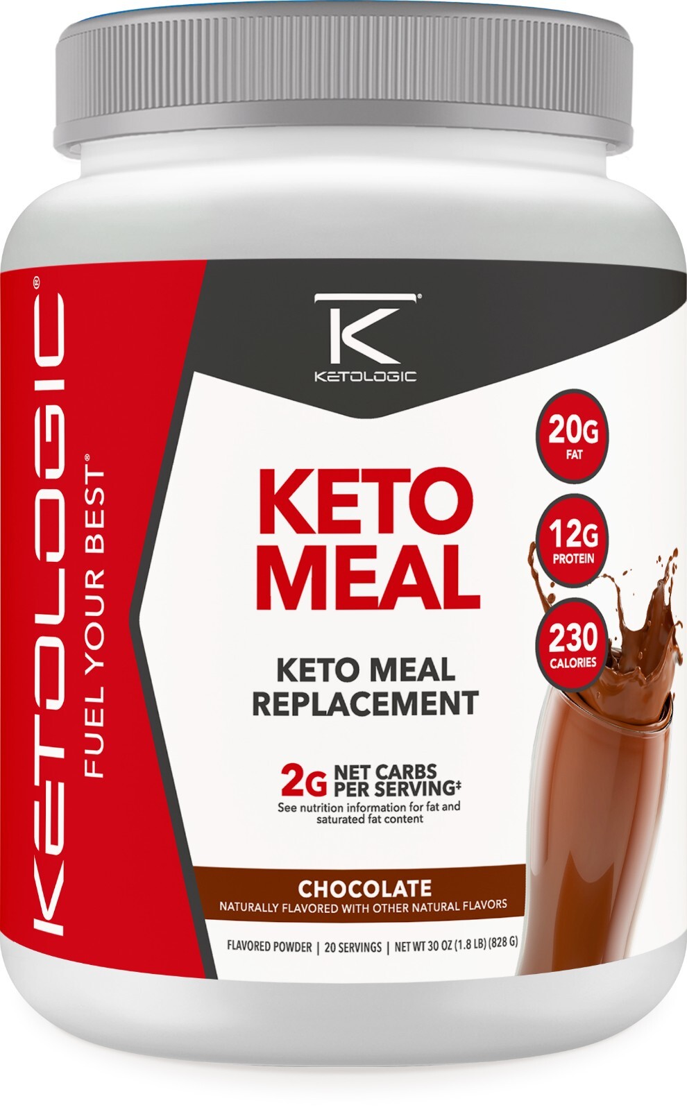 KetoLogic Keto Meal Replacement Shake Powder (Chocolate) (20 Servings)