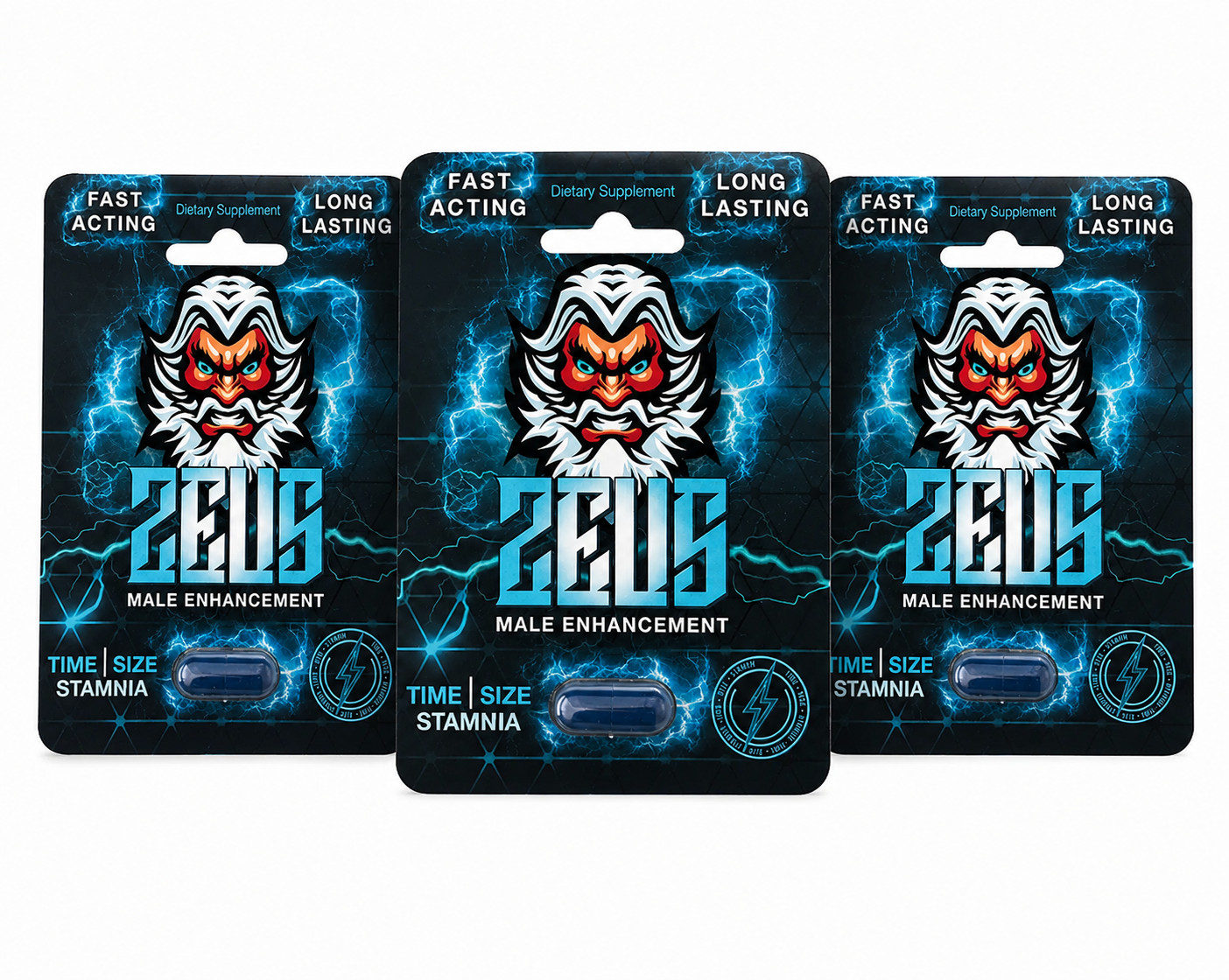 Zeus 1800mg Male Vitality & Stamina Dietary Supplement – 3-25 Capsules -Exp 5/32