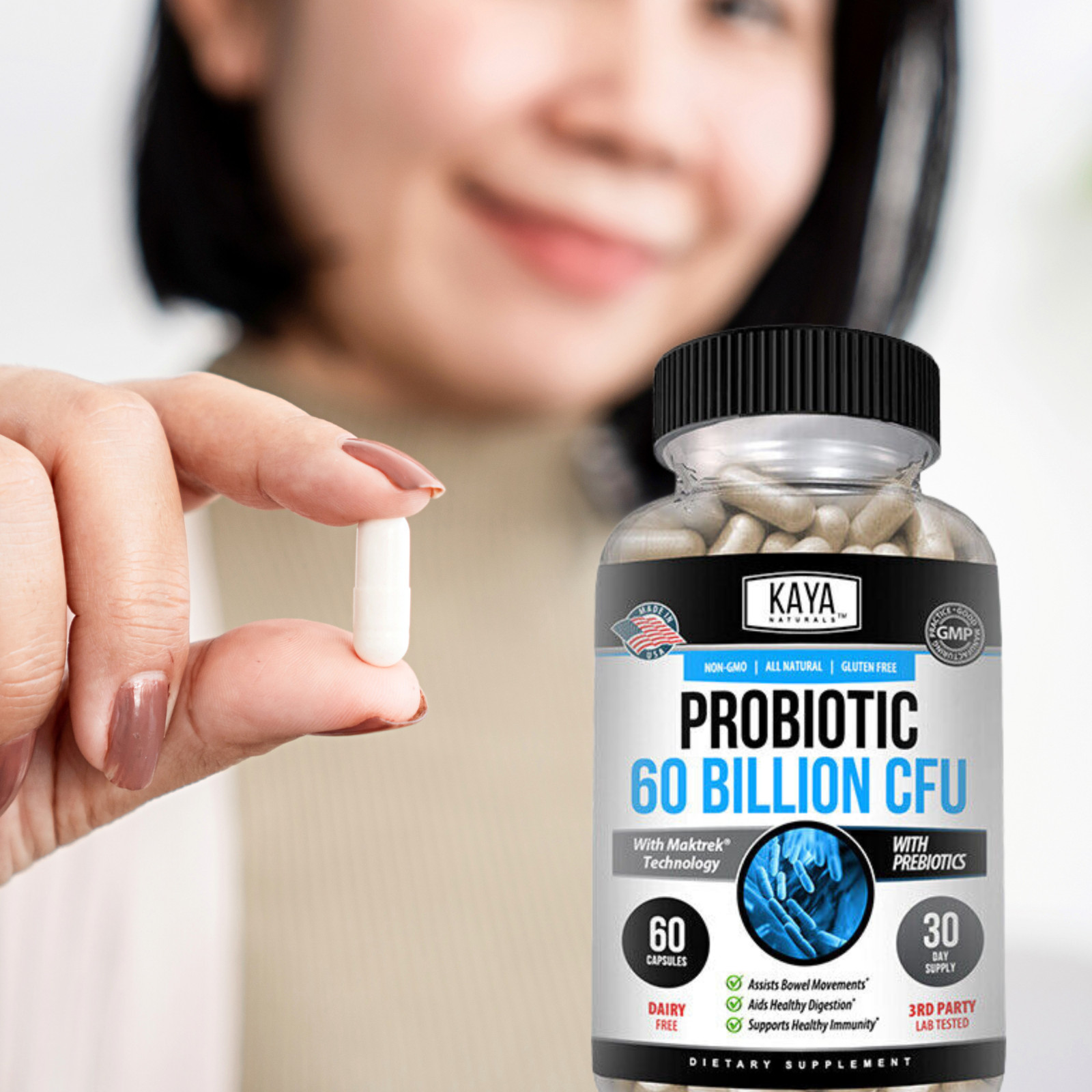 (2 Pack) Probiotic 60 Billion with Prebiotics Immune Function Healthy Digestion