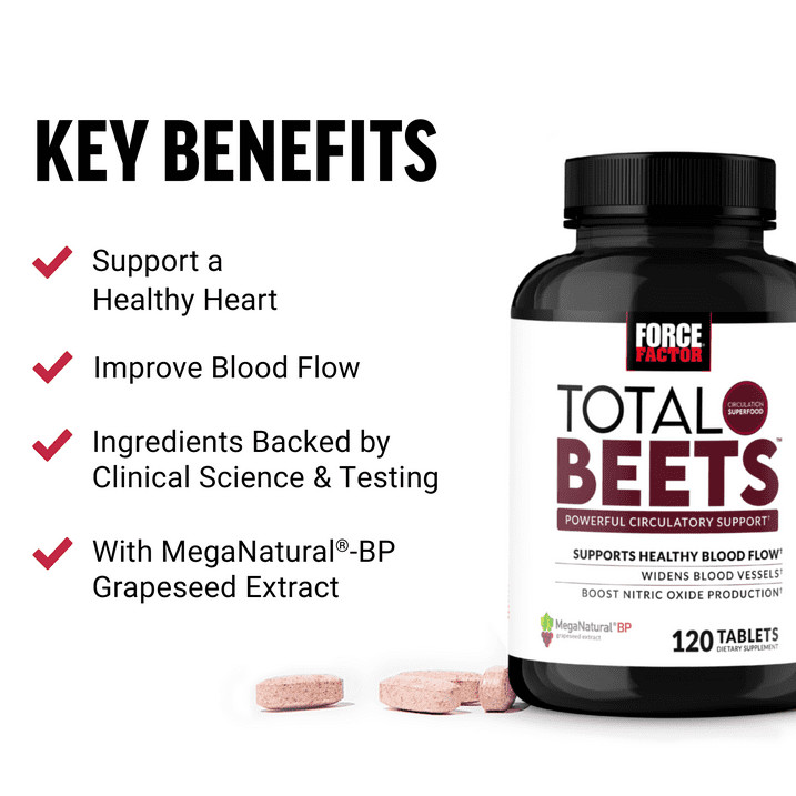 Force Factor Total Beets Beet Root Capsules Heart Health 120 Tablets