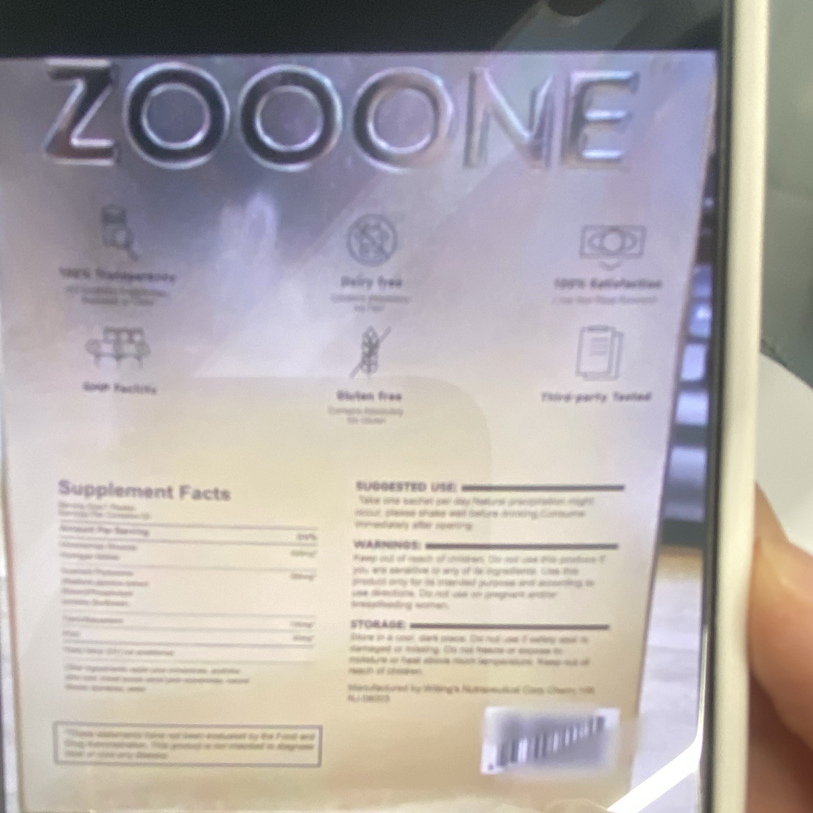 ZOOONE NAD+ 1000mg, 30 Packets, with Nicotinamide Riboside, PQQ & Resveratrol