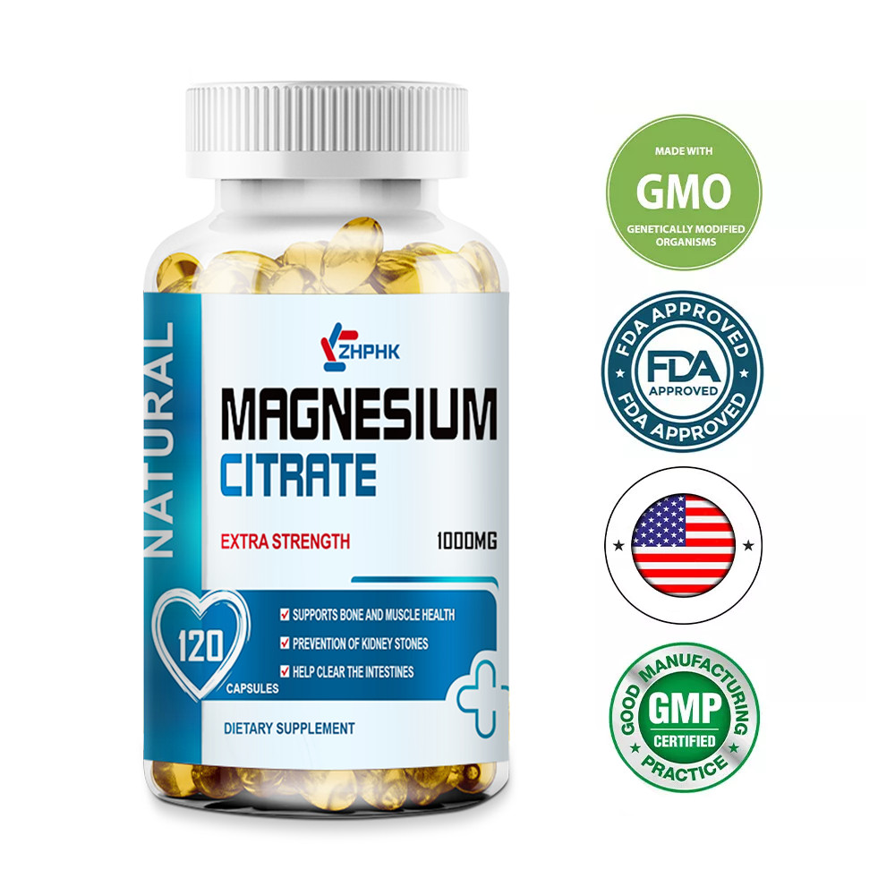 Magnesium Citrate 1000mg 120 Caps Vegetarian/Gluten Free/Non-GMO