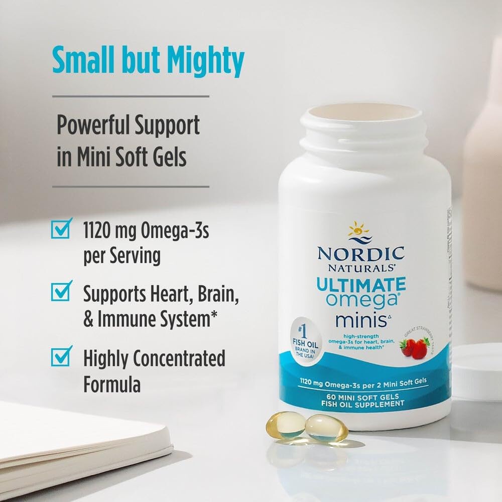 3/28 Nordic Naturals Ultimate Omega Minis, Strawberry Flavor – 60 Minis Soft Gel