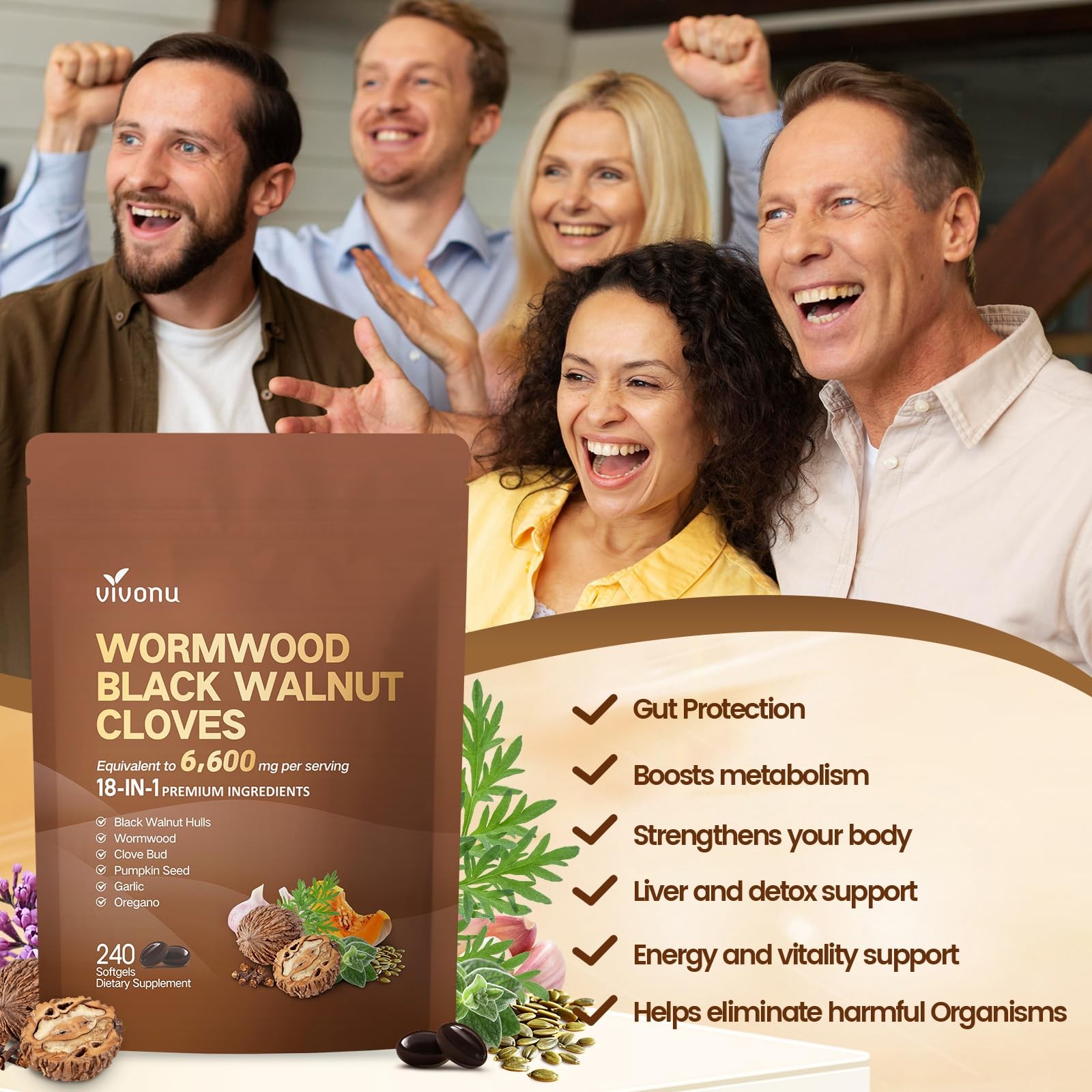 18-in-1 Black Walnut Wormwood Cleanse for Humans, 1 Count (Pack of 1), 1 Bag