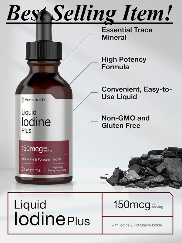 Liquid Iodine Solution Drops | 2 Fl Oz | 150 Mcg | Iodine & Potassium Iodine Sup