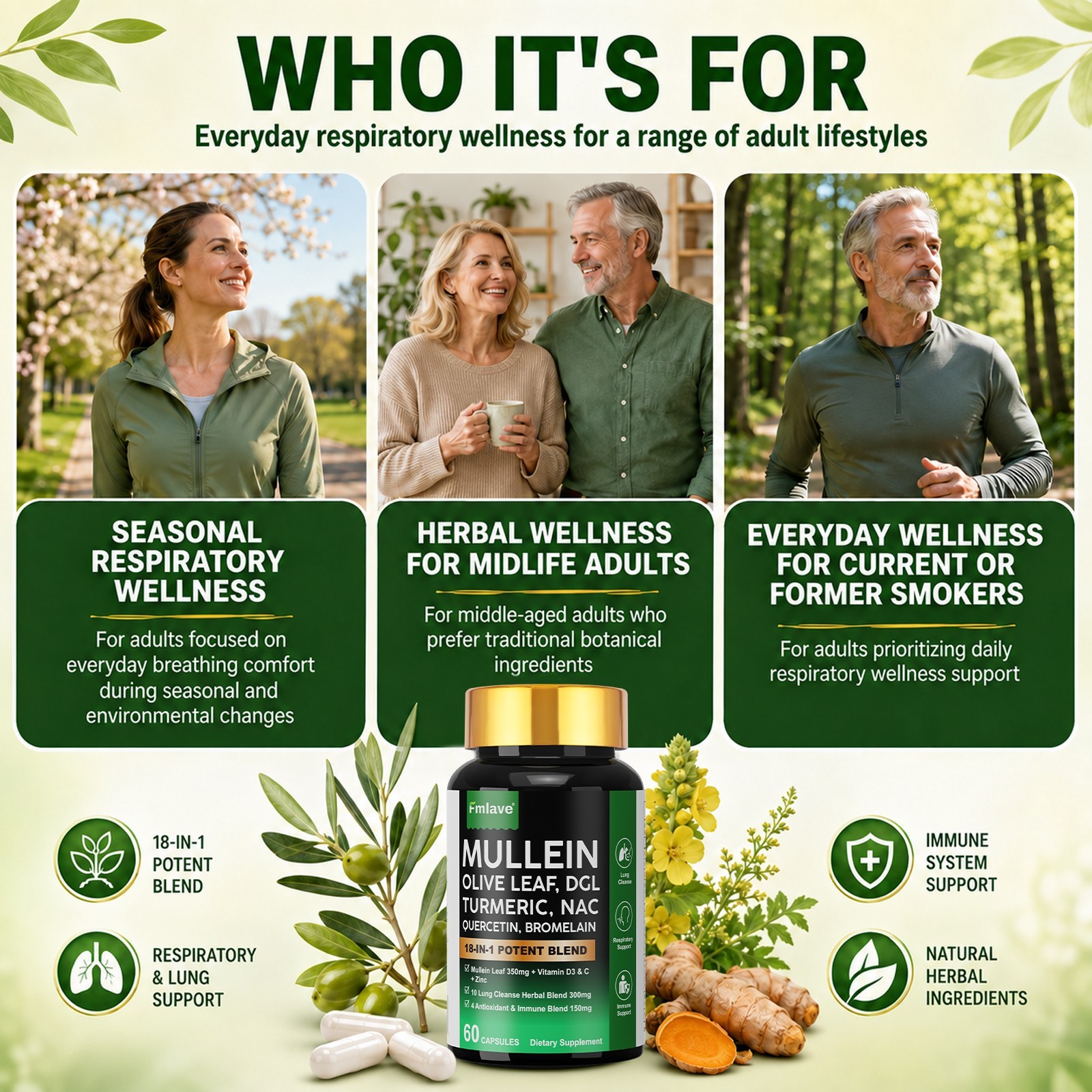 Mullein Lung Detox – Turmeric Quercetin Bromelain NAC Respiratory & Lung Support