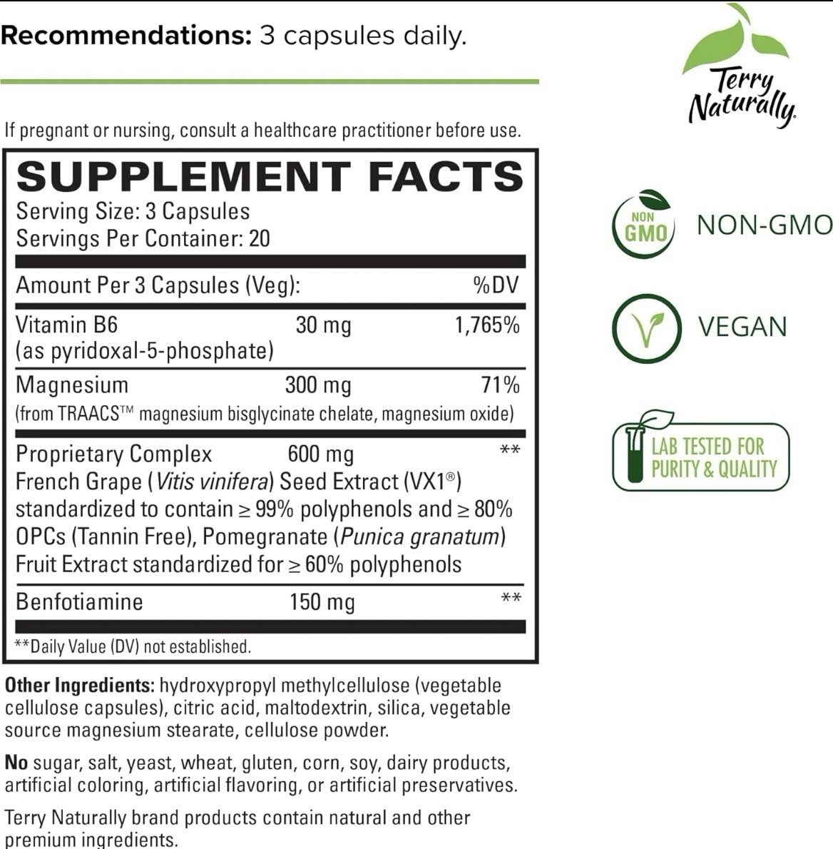 Terry Naturally Clinical OPC Heart – 60 Vegan Capsules (New/Sealed)