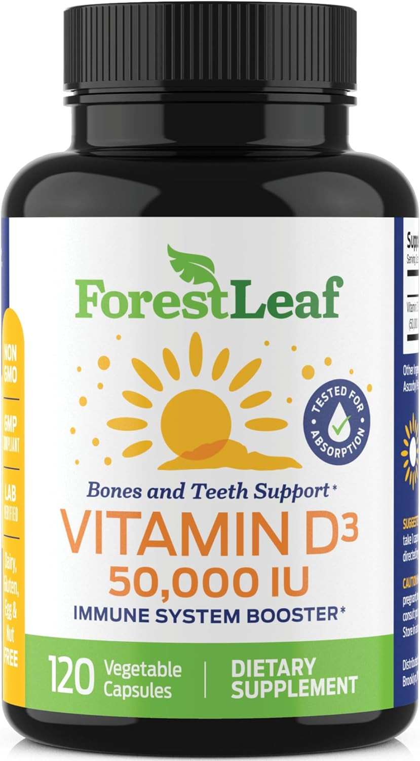 Vitamin D3 50000 IU – Bone Health and Immune Support – Small Easy to Swallow Cap