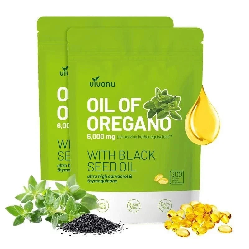 VivoNu Oil of Oregano Capsules | 6000mg Oil of Oregano with Black Seed Oil