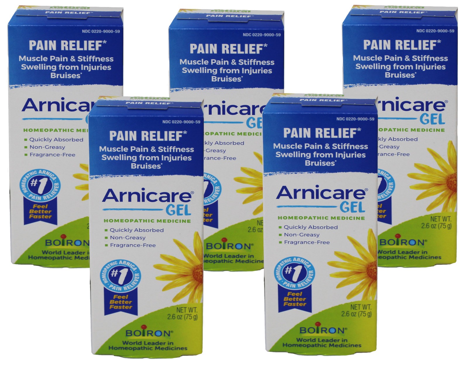 5 Pack of Boiron Arnicare Gel 2.6 oz