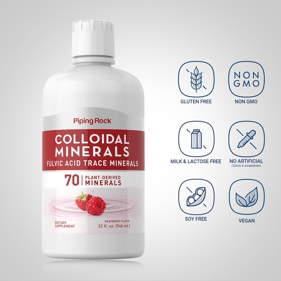 Piping Rock Colloidal Minerals Liquid 32 Fl Oz Fulvic Acid 70 Plant Derived