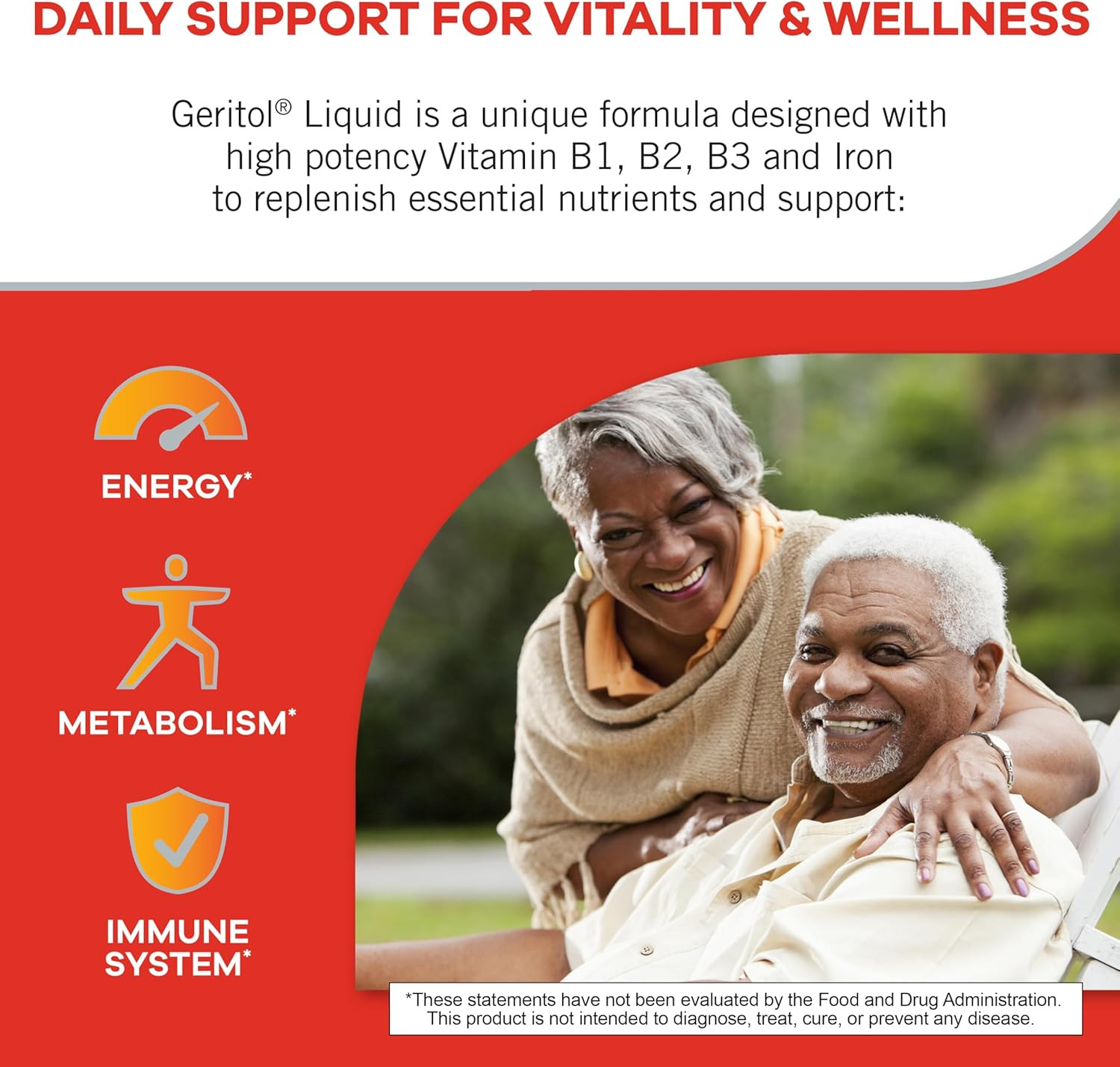 Geritol Liquid Multivitamin and Iron Supplement for Energy Support 12 Fl OzH