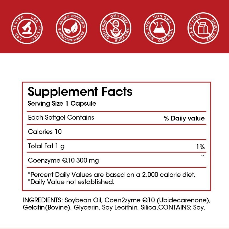 CoQ Cardiovascular Coenzyme Q10 Vegan Softgel 300mg 10 Heart Health 120 Capsules