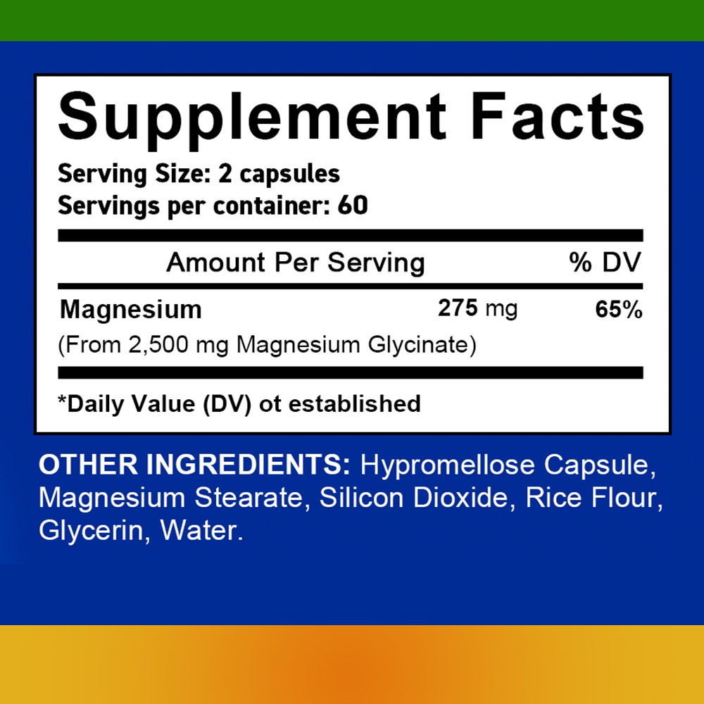 Magnesium Glycinate 2500mg Support Healthy Brain Muscle Joint 30/60/120 Capsules