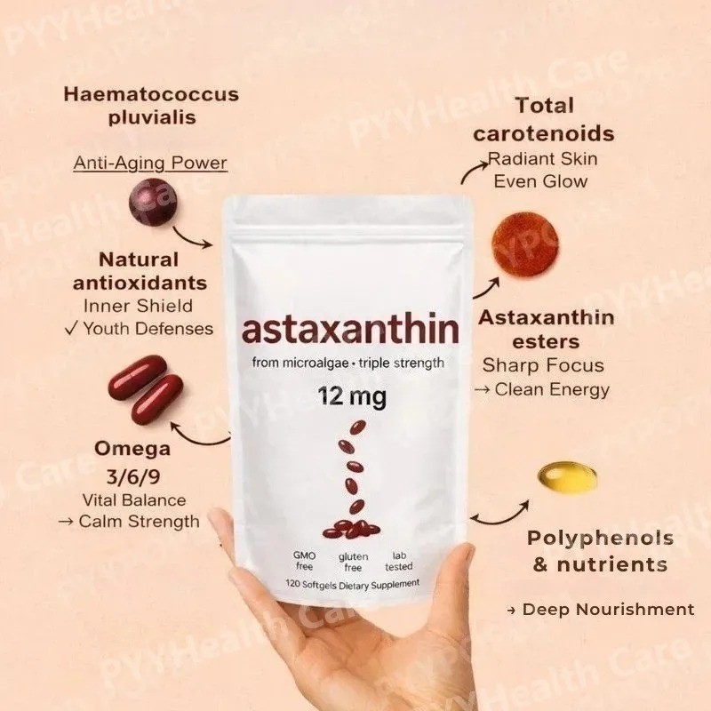1 PACK Astaxanthin 120 Softgels 12mg – Supports Eye Health and Joint Health