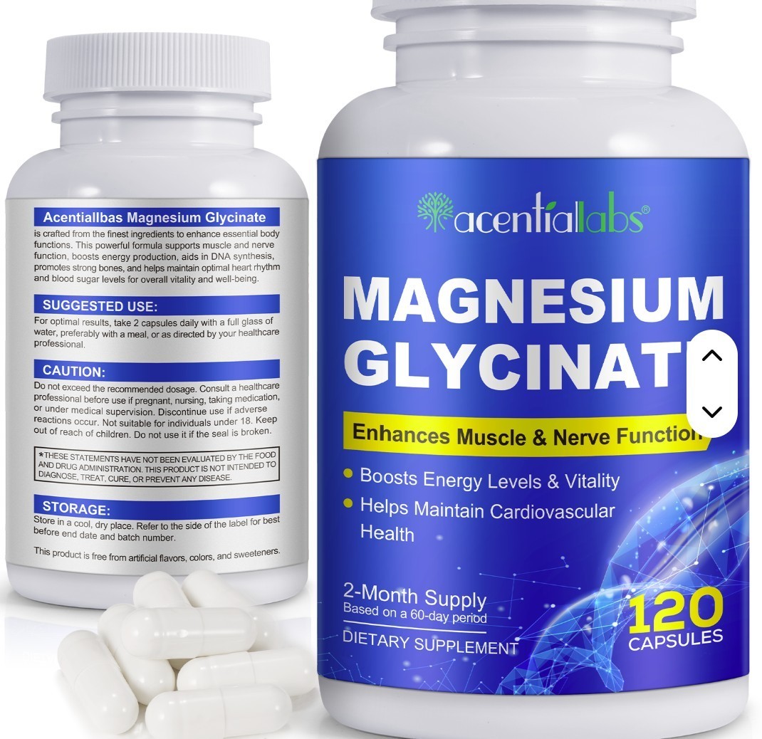 Magnesium Glycinate 120 Capsules 1040mg High Absorption for Sleep Stress Muscle