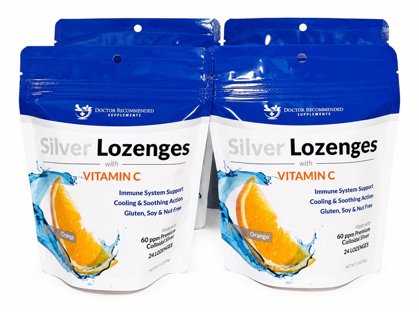 Silver Lozenges 60ppm with VITAMIN C (4 Pack )240 Tablets Total