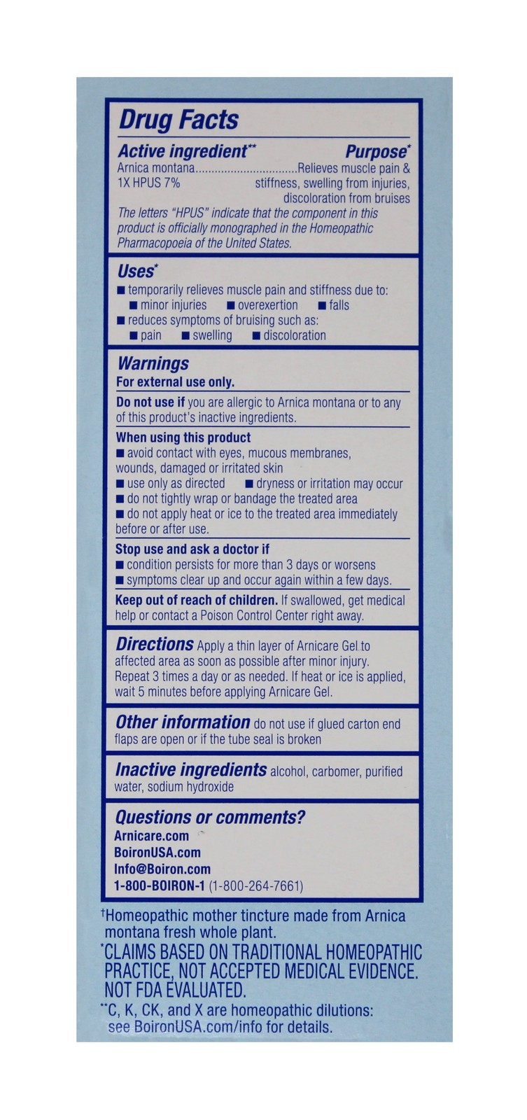 5 Pack of Boiron Arnicare Gel 2.6 oz