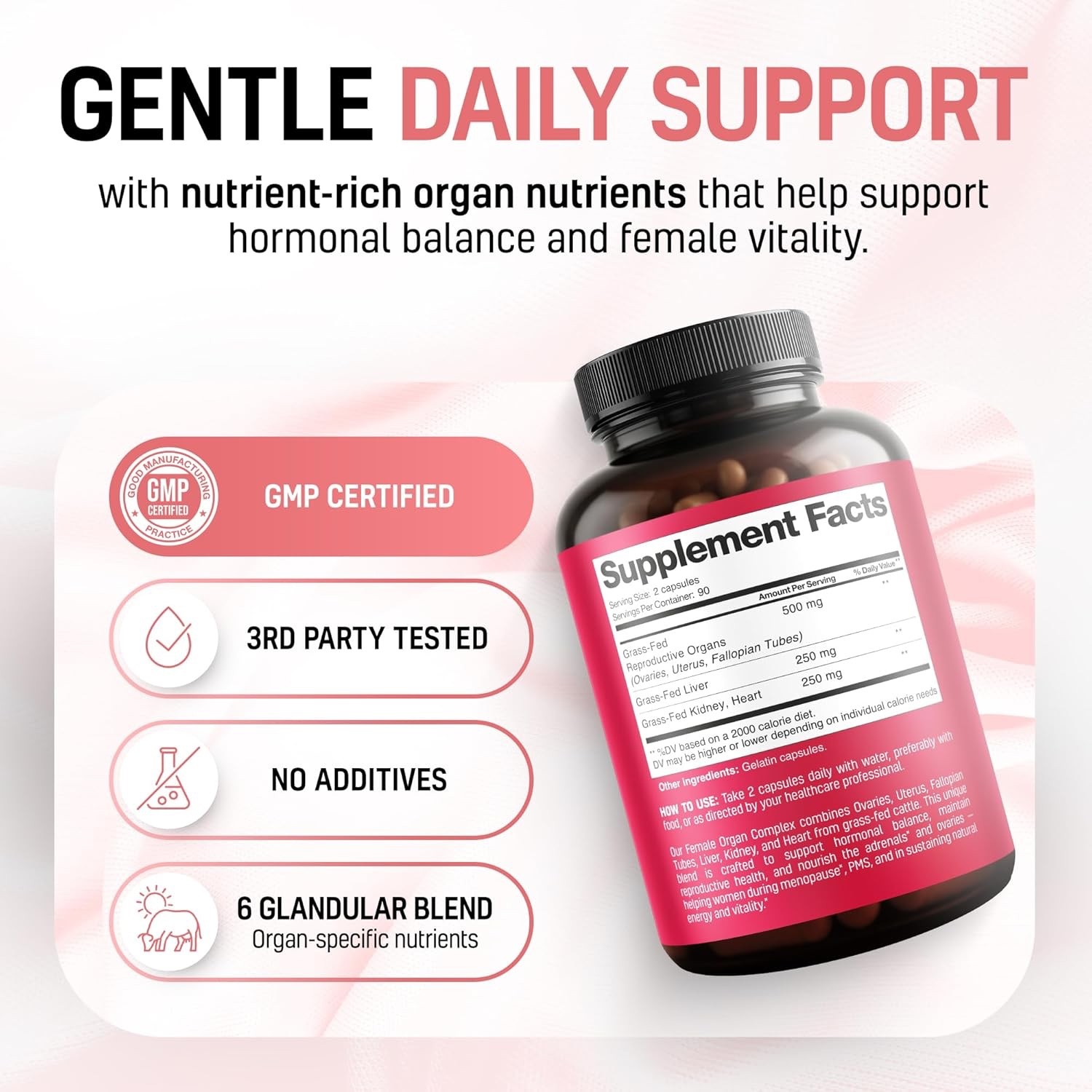 Beef Organ Supplement for Women 6 in 1 Complex Hormone Balance Energy Grass-Fed