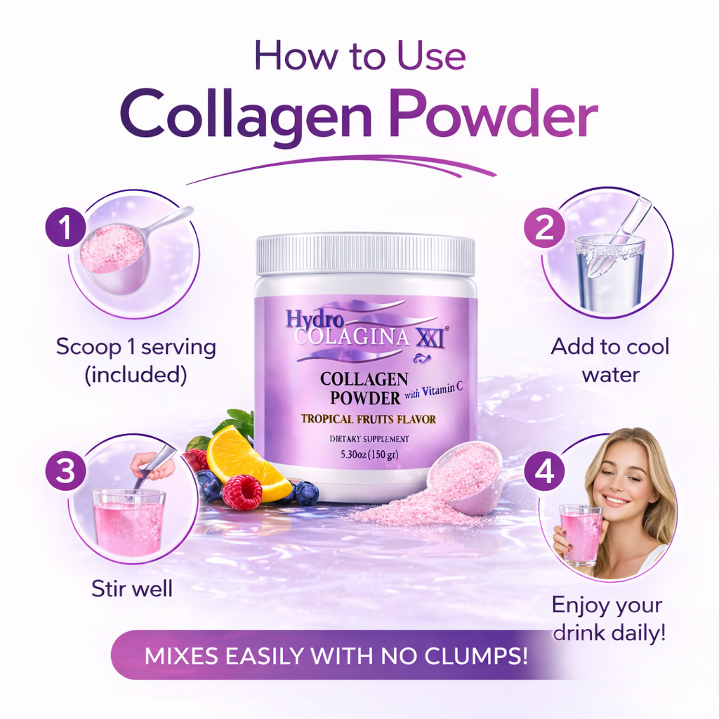 2 Pack Collagen Powder with Vitamin C Tropical Flavor Skin Hair Nails Support