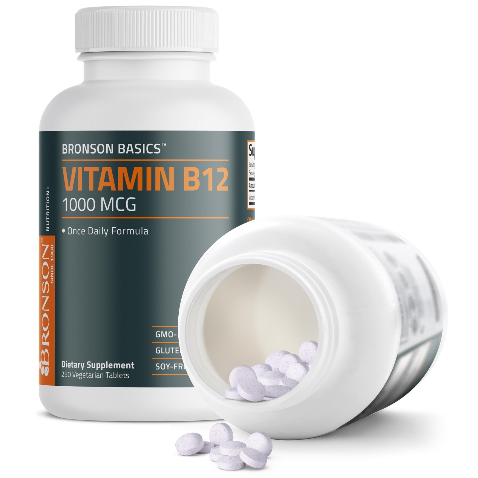 Bronson Vitamin B12 1000mcg Once Daily Formula Non-GMO, 250 Count (Pack of 1)