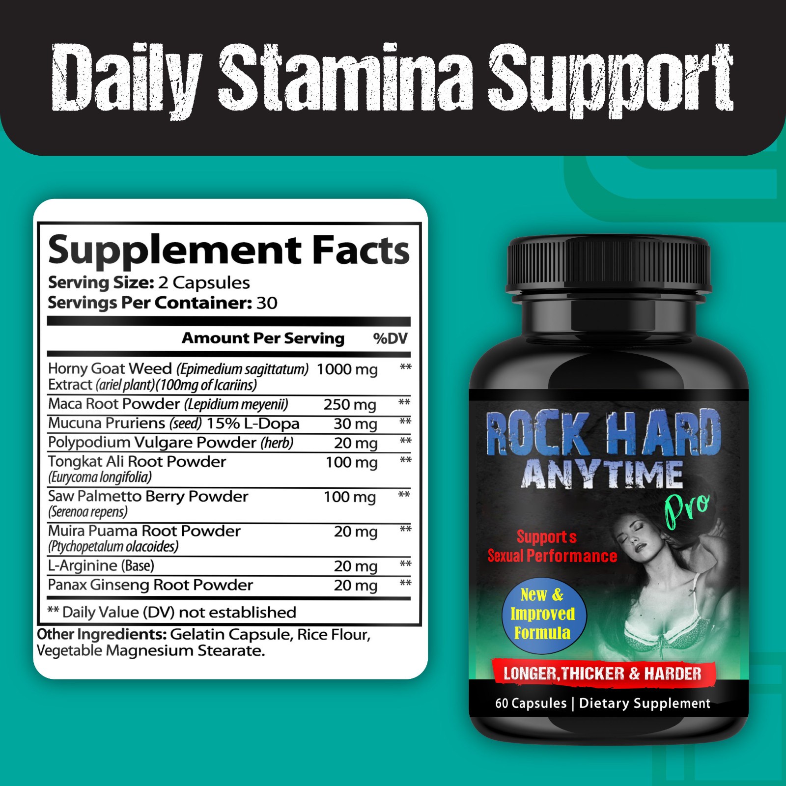 Testosterone Booster, Increase Stamina & Strength, Drive Energy For Male -60 C