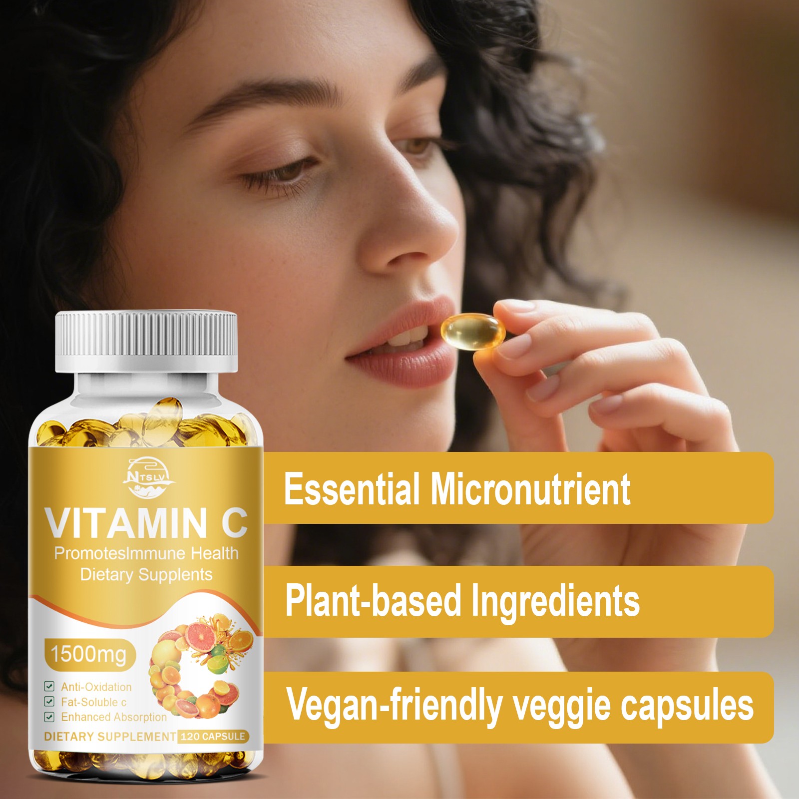 120 Vitamin C Anti-Aging Whitening & Sunscreen Anti-oxidation Heal Wounds Pills