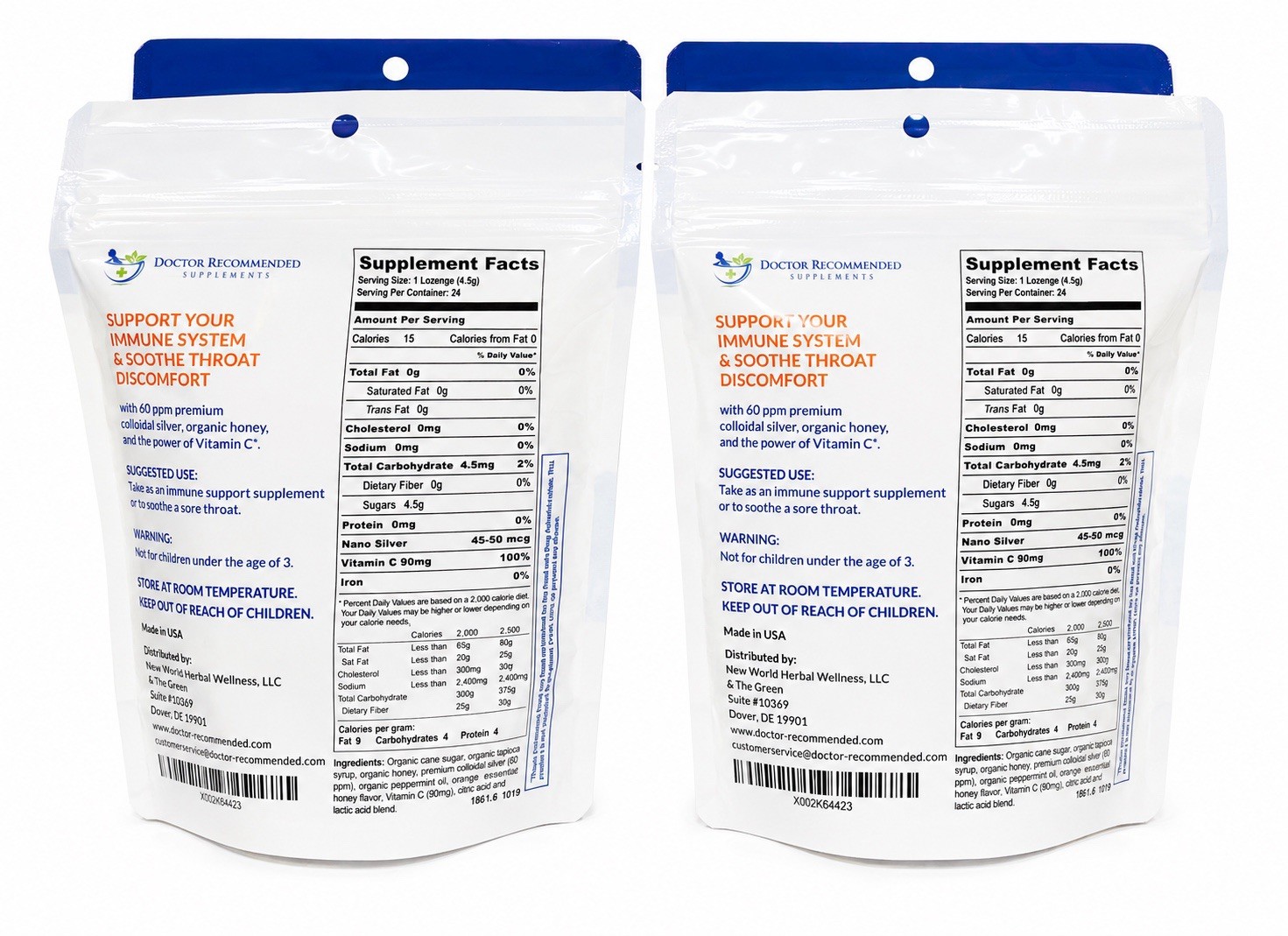 Silver Lozenges 60ppm with VITAMIN C (4 Pack )240 Tablets Total