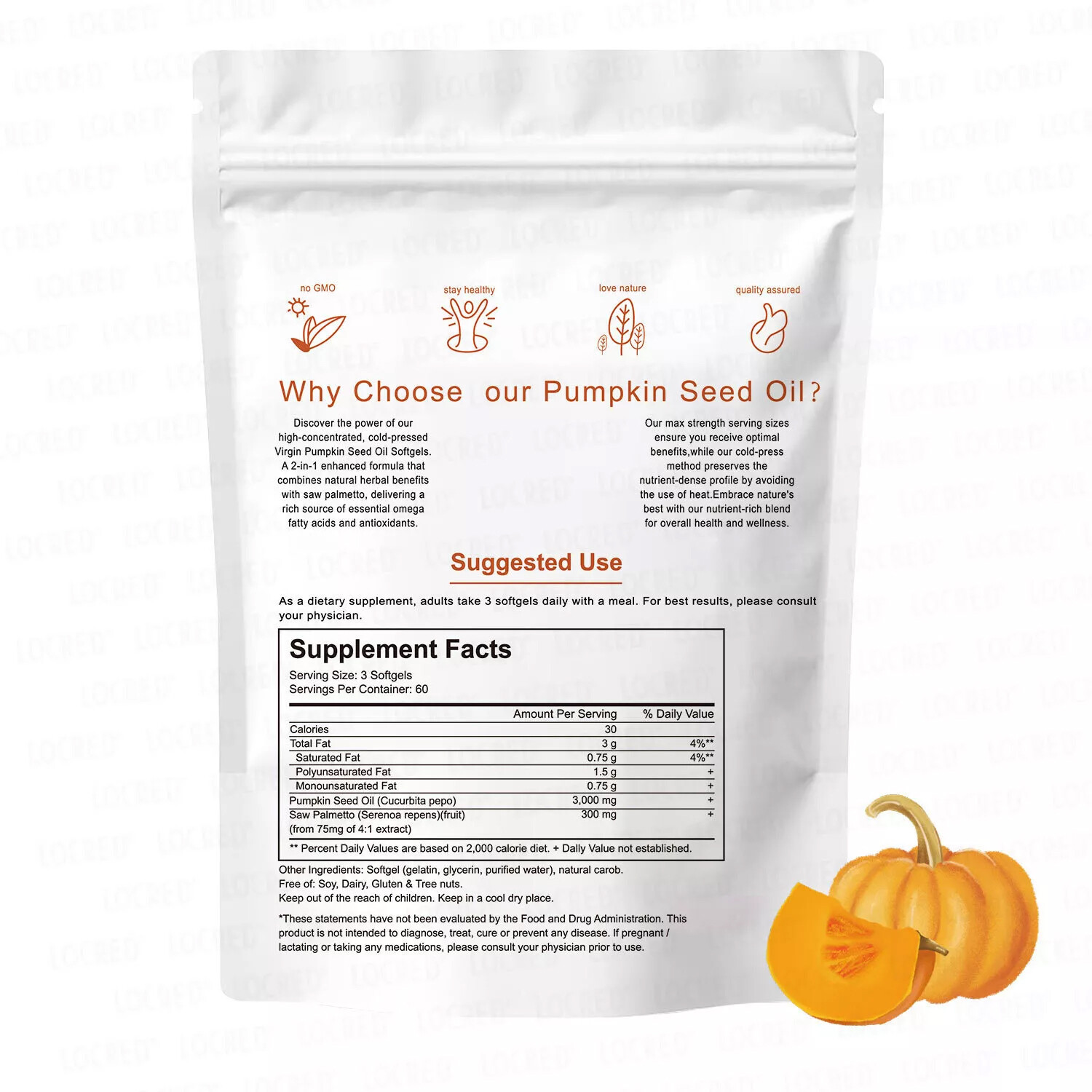 Seed Pumpkin Oil 3000mg + Saw Palmetto 300 mg | Prostate Support |180 Softgels