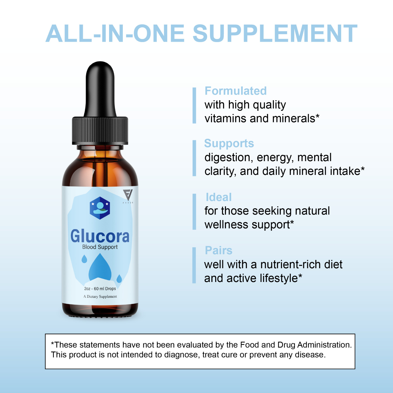 (5 Pack) Glucora Premium Blood Support Liquid Drop Supplement, Glucoras (10oz)