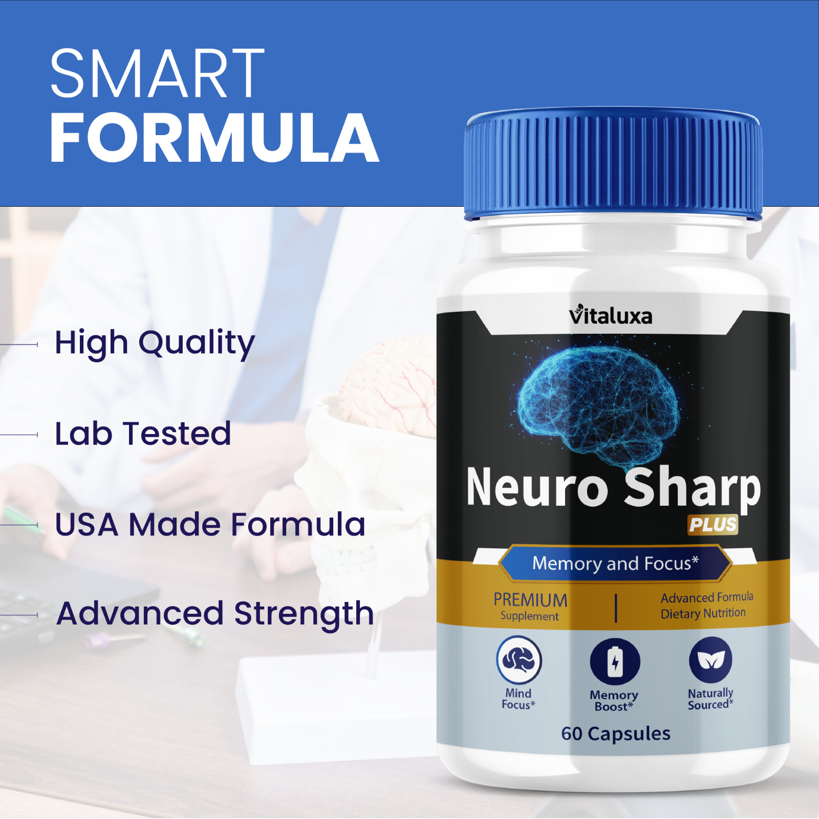 (5 Pack) Neuro Sharp Nootropic Natural Formula Brain Supplement (300 Capsules)