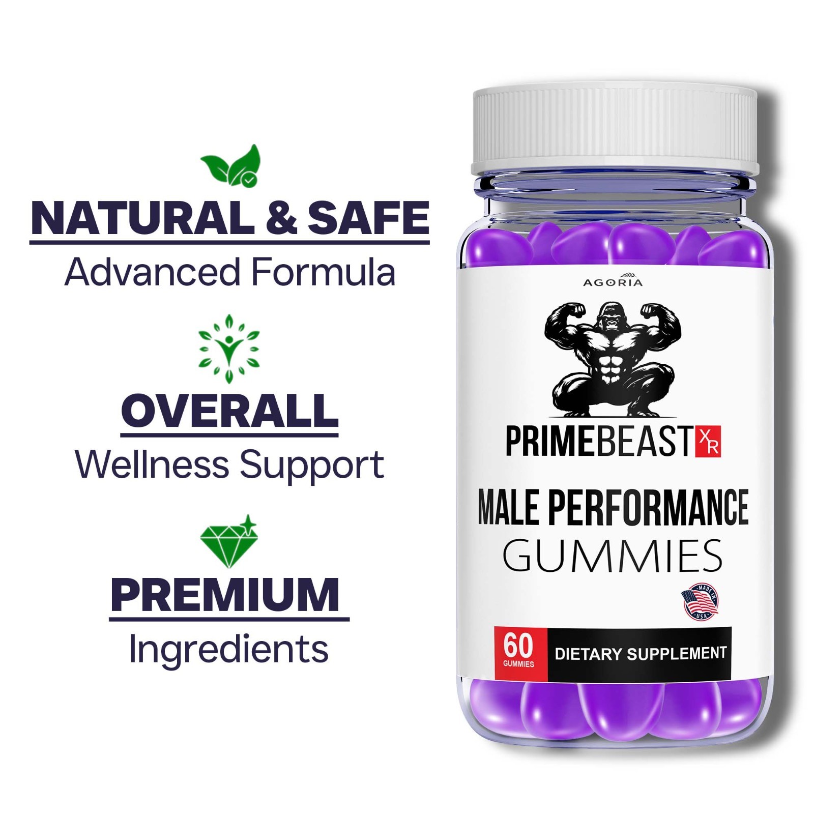 ( 1 Pack ) Prime Beast Gummies, Prime Beast XR Male Support Gummies