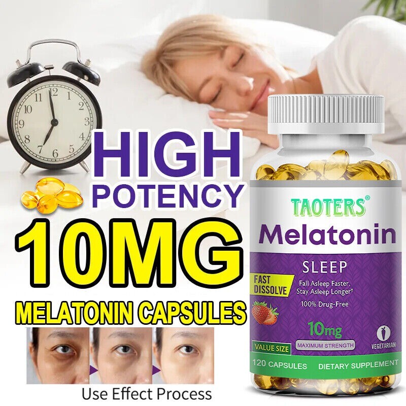 Melatonin 10 Mg, 30/60/120 Capsules – 10 Mg Per Serving, Non-GMO, Free Shipping
