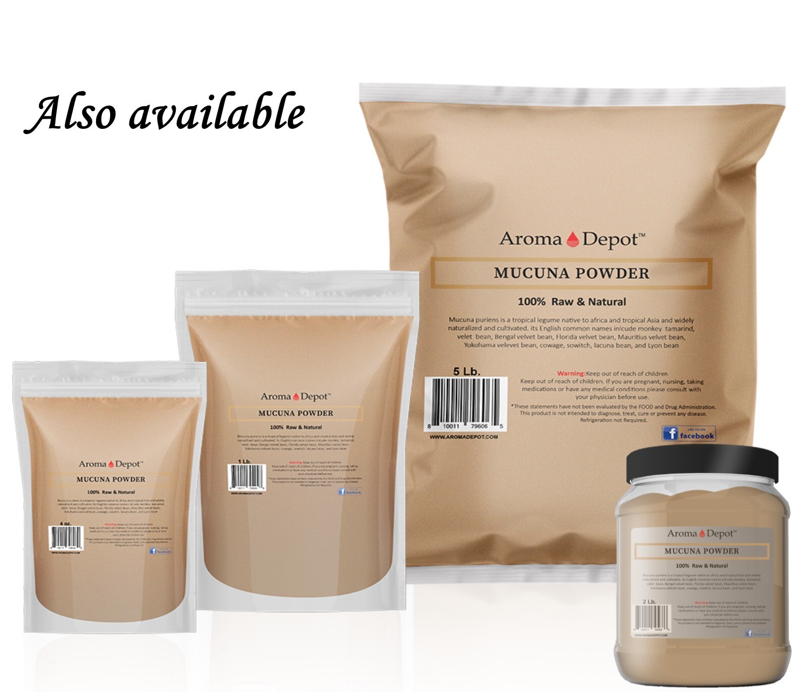 2 lb. Mucuna Pruriens Bean Extract Powder Haba del Terciopelo Raw JAR